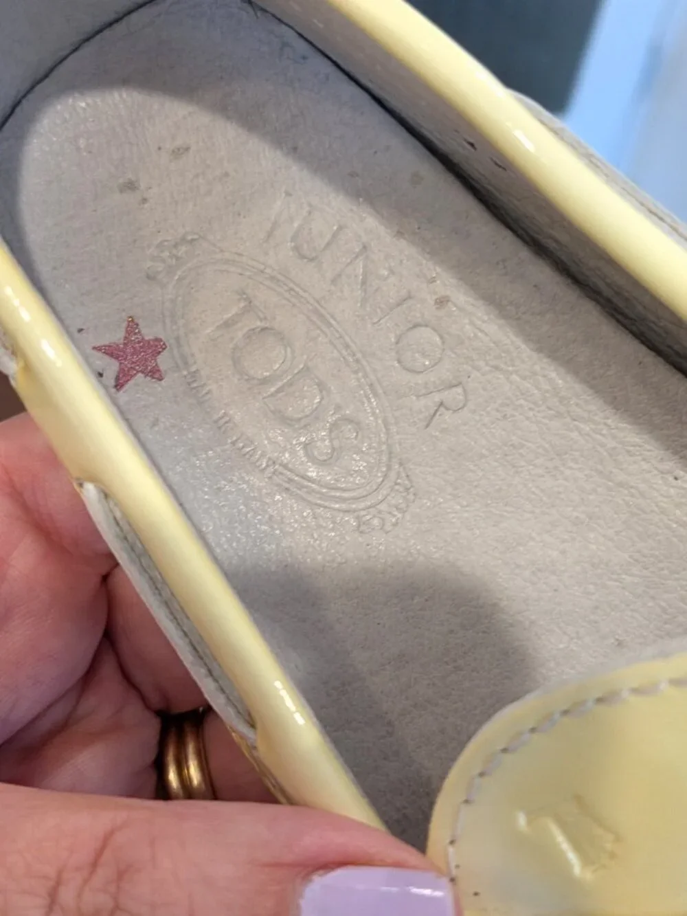 Tod's Loafers pale yellow patent leather Unisex 11.5